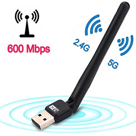 AC600 USB Wireless 3.0 Wifi Adapter Dual Band (5.8GHz/2.4GHz) With 3dBi External Antenna For Windows XP / Vista / 7 / 8 / 8.1/10 (32/64bits) MAC OS X (10.7.X-10.10.X)