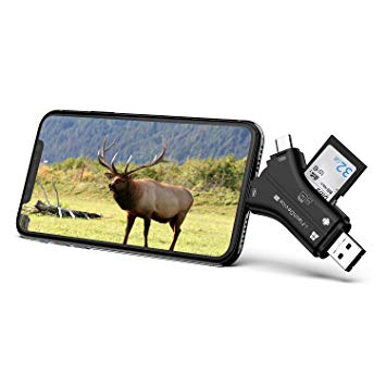 Game & Trail Camera Viewer SD & Micro SD Memory Card Reader for iPhone iPad Mac Laptop and Android Smartphone View Photos and Videos from Wildlife & Deer Hunting Cameras, Action Cameras or IP Cameras