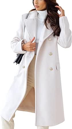 CHARTOU Women's Winter Jacket Double-Breasted Wool Blend Warm Long Trench Coat