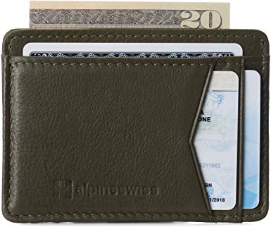 Alpine Swiss RFID Minimalist Oliver Front Pocket Wallet For Men Leather