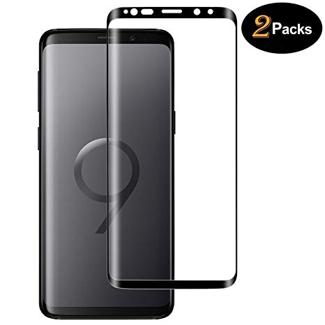 Galaxy S9 Plus Screen Protector (2 Packs), ViceJra Anti-Scratch, HD Clear, Case Friendly 3D Curved Protective Tempered Glass Compatible Samsung Galaxy S9 9 Plus (Not Galaxy S9) (Black)