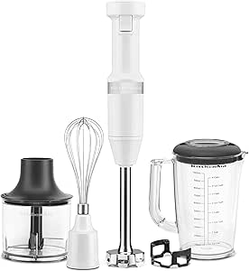 KitchenAid Variable Speed Corded Hand Blender with Accessories, White, KHBV83WH