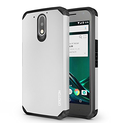 OMOTON Moto G4 Play / Moto G Play 4th Generation Case - Dual-Layer [Soft TPU Interior] [Durable PC Exterior] High Impact Resistant Case For Moto G4 Play, Silver