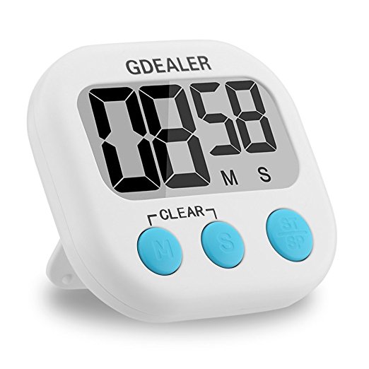 GDEALER Kitchen Timer Cooking Timer Digital Kitchen Timer with Alarm Magnet Retractable Stand for Cooking Baking Grilling - Large LCD Display Minute Second Count Up Countdown Battery Included (1)