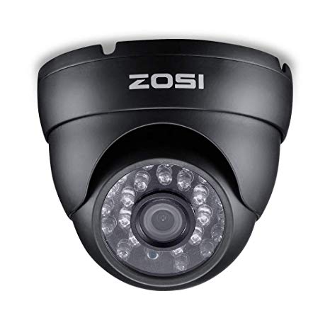 ZOSI 1080P TVI Security Dome Camera for Home Surveillance CCTV System-Weatherproof 2.0MP Camera with Night Vision Black