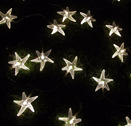 Warm White 3M 30 LED Fairy String Lights Battery Operated Sea Star Shaped Indoor&outdoor Used for Christmas, Party, Wedding, New Year Decorations, Etc