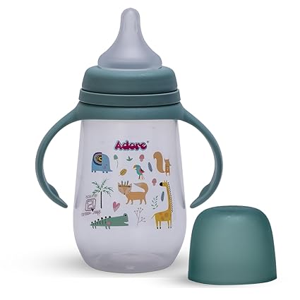 Adore Advance Nok Nok Feeding Bottle with Handle & Anti-Colic Teat (Nok Nok 240ml Green)