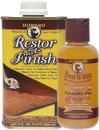 Restor A Finish Water Mark Remover Dark Oak   Feed N Wax. Removes Heat Rings, Water Stains, Scuffs, Watermarks, White Rings and Scratches in Wooden Furniture (236ml 140ml)