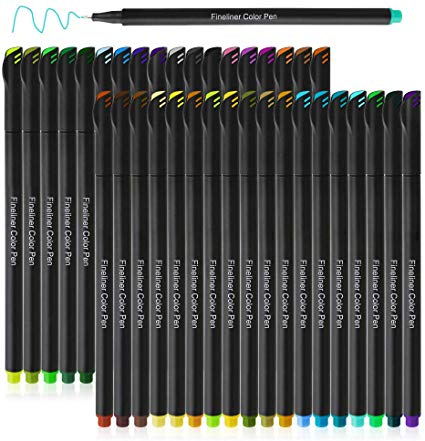 36 Colored Journal Planner Pen Fineliner Pens Set, Color Fine Point Markers Porous Pens for Bullet Journal Writing Note Taking Calendar Agenda Art Supplies