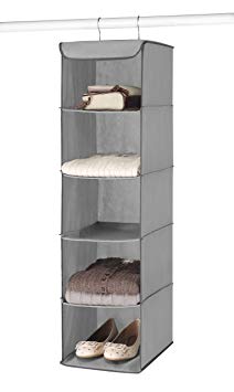 Whitmor 5 Section Closet Organizer - Hanging Shelves with Sturdy Metal Frame