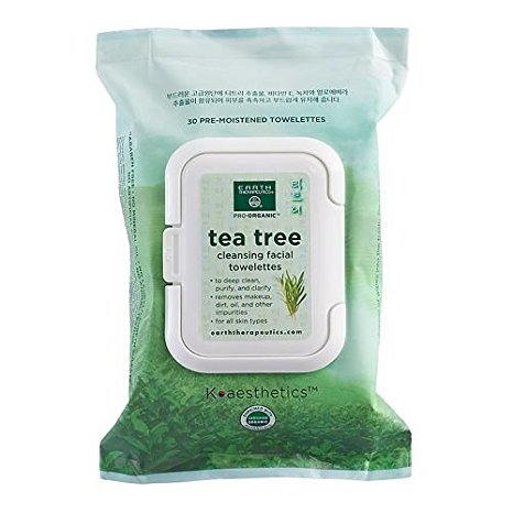 Earth Therapeutics 30-ct. Tea Tree Cleansing & Makeup Removing Facial Towelettes