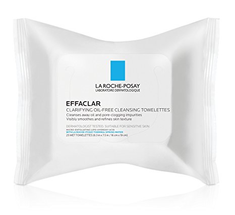 La Roche-Posay Effaclar Clarifying Oil-Free Cleansing Towelettes Facial Wipes, 25 ct.