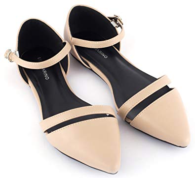 Mio Marino D'Orsay Pointed Toe Flats - Womens Ankle Strap Dress Shoes - Quick Release Buckle