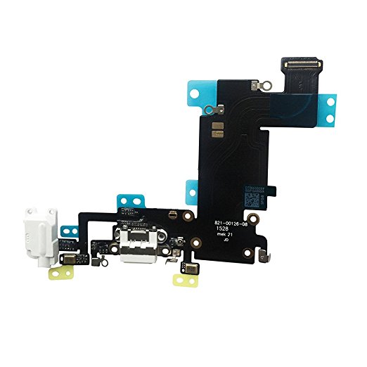 Johncase New OEM Original USB Charging Port Dock Connector Flex Cable   Microphone   Headphone Audio Jack Replacement Part for iPhone 6s Plus 5.5 White