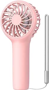 EasyAcc Mini Portable Fan,Handheld Fan,3 Speed Personal Small Makeup Fan 2000 Battery Hand Fan,Lightweight Washable USB Rechargeable Little Fan for Lash Stylish Girl Women Travel Gift Fan Pink