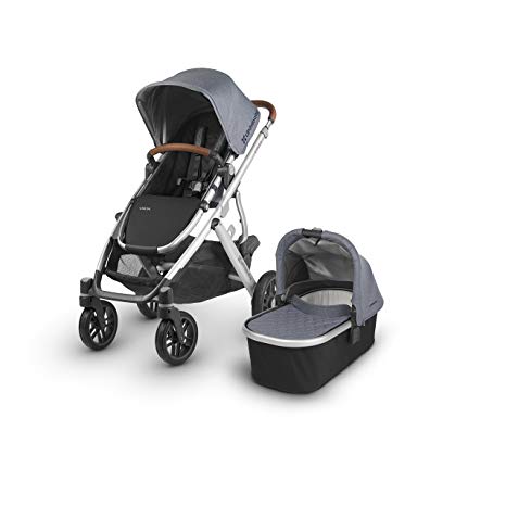 UPPAbaby Vista Stroller, Blue Melange/Silver/Leather, Gregory