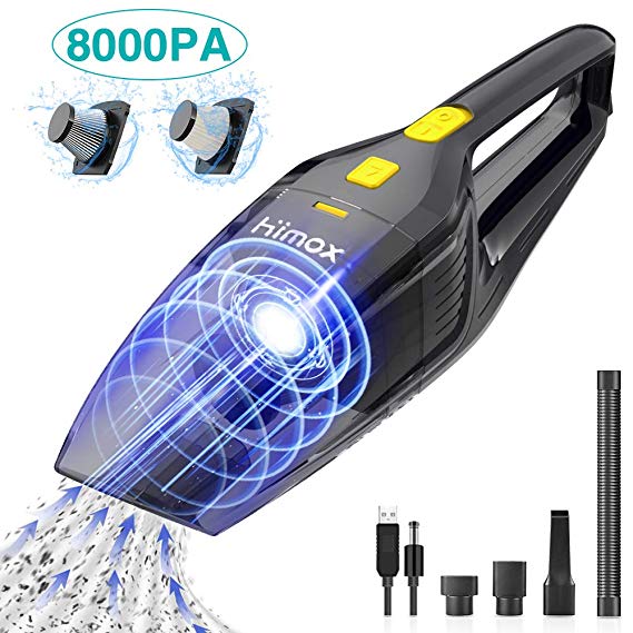 HIMOX Handheld Vacuum Cordless Cleaner, 120W Rechargeable Wet Dry Hand Held Vacuums Cleaner with 8000Pa Powerful Suction and 2 Washable Filter, Hand Vac for Home Pet Hair Car Cleaning