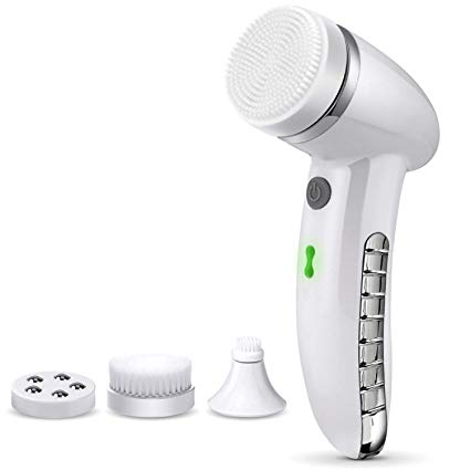 Cleansing Facial Brush, Facial Cleansing Spin Rechargeable Brush Set with 4 Heads,Complete Face Spa System, Gentle Exfoliating, Deep Cleansing, Removing Blackhead and Facial Beauty Massage