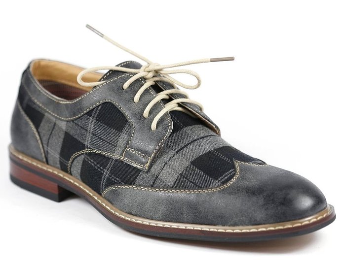 Ferro Aldo M-19266A Mens Lace Up Plaid Oxford Dress Classic Shoes