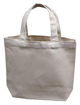 Small Tote Bag 11"x9"x3", Natural Color, 100% Cotton Canvas - Pack of 12