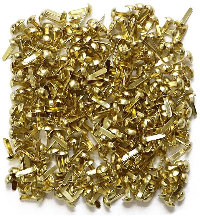 LGEGE 200 Pcs Gold Tone Color Mini Metal Round Brads Craft DIY Paper Fasteners Scrapbooking Decoration Embellishment