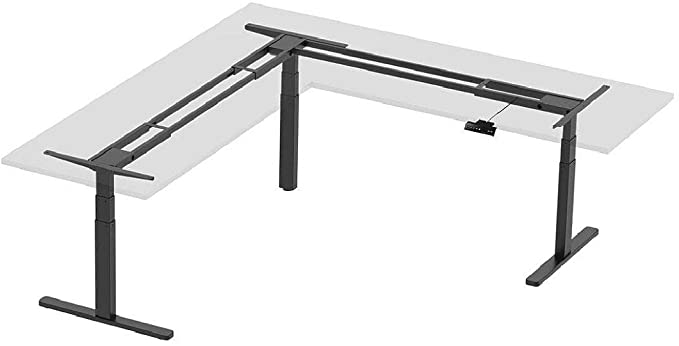 Monoprice Triple Motor Height Adjustable Sit-Stand Corner Desk Frame - Black, 3 Leg Corner, L Shaped Table Base, Programmable Memory Settings - Workstream Collection