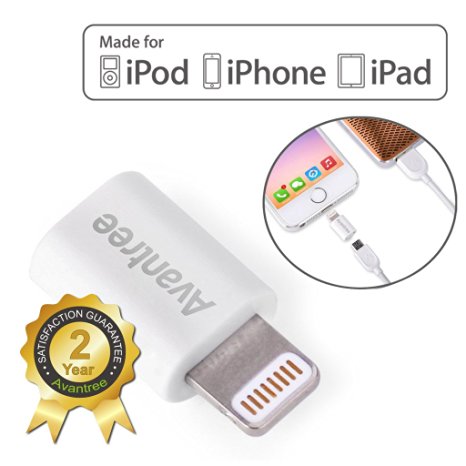 [Apple MFi certified] Avantree 8 Pin Lightning to Micro USB Adapter Converter for iPhone iPad iPod, Compatible with Apple iOS all versions