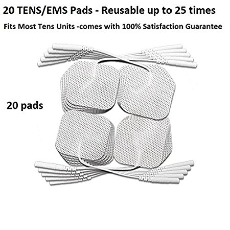 Tens Electrodes 20 Square Tens Pads 2x2 Electrode Pads for TENS / EMS Units Premium Quality Gel Made in the USA