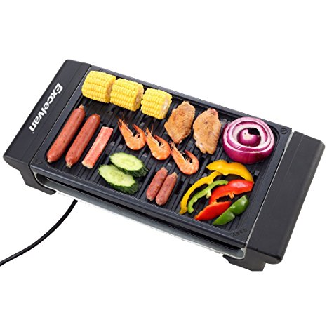 Excelvan Portable Electric Grill Indoor Barbecue with Large Easy Cleanup Cooking Surface and Thermostat Drip Tray,1400W