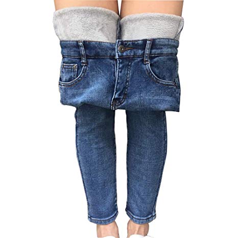 heipeiwa Womens Winter Jeans Thick Skinny Pants Fleece Lined Slim Stretch Warm Jeggings