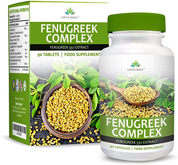 Fenugreek - Complex with Magnesium - Zinc - L Arginine - 1320 mg - Gluten Free, 90 Capsules (3 Month Supply) by Earths Design