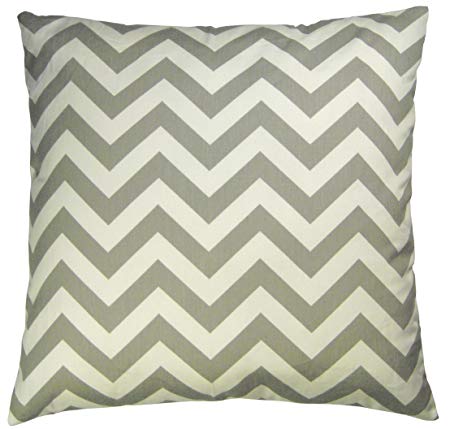 JinStyles Accent Decorative Throw Pillow Cover, Square, Chevron, Grey, 18 x 18, 1 Cover