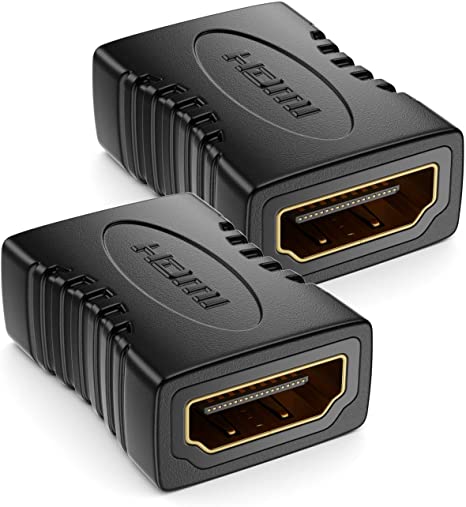 deleyCON 2x HDMI Adapter Coupler Connector - 2x Standard HDMI Connector Type A - 4K Ultra HD UHD 3D Full HD 1080p HDR ARC Highspeed with Ethernet