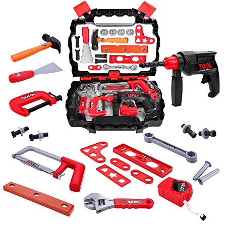 Kids Tools Set with 24 Pretend Play Construction Tools in Sturdy Case, Toy Choi’s Gift Toys for Toddlers Children Baby Boys and Girls