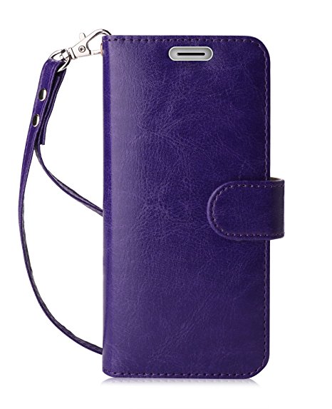 FYY Samsung Galaxy S8 Case, [RFID Blocking wallet Case] Handmade Flip Folio Case [Kickstand Feature] With ID and Credit Card Protector for Samsung Galaxy S8(NOT for S8 Plus) Purple