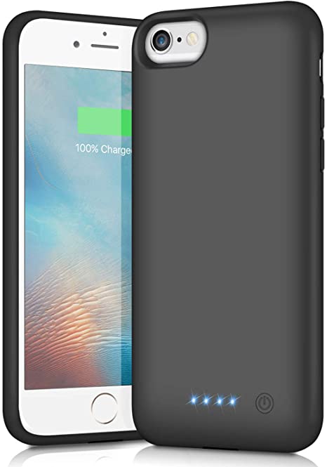 Pxwaxpy Battery Case for iPhone 7/8/6/6S, Upgraded [6000mAh] Protective Portable Charging Case Rechargeable Extended Battery Pack Charger Case for iPhone 7/8/6/6S (4.7 inch) Backup Power Cover