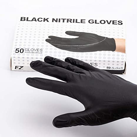 EZTAT2 50 Pcs Black Disposable Tattoo Nitrile Gloves for Tattooing Body Piercing Application Latex Powder Free Water Oil-Proof Safety Gloves Kitchen Medical House-Hood Test X-Large Size