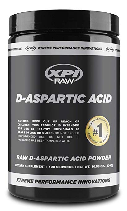 XPI Raw D-Aspartic Acid Powder 300 Grams, 100 Servings - Testosterone Support, Made in The USA