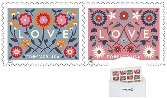 US Postal LOVE 2022 Forever First Class Postage Mailing Stamps for Invitation Wedding Celebration Party Love Valentines Graduation Announcement RSVP Scott 5660-5661 (1 Sheet of 20) - TZ Envelope