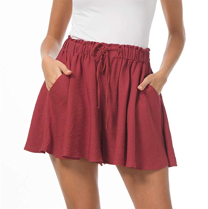 Solatin Ladies' Casual Elastic Shorts Summer Pants Pocket Cool Shorts Holiday Shorts Women's Shorts