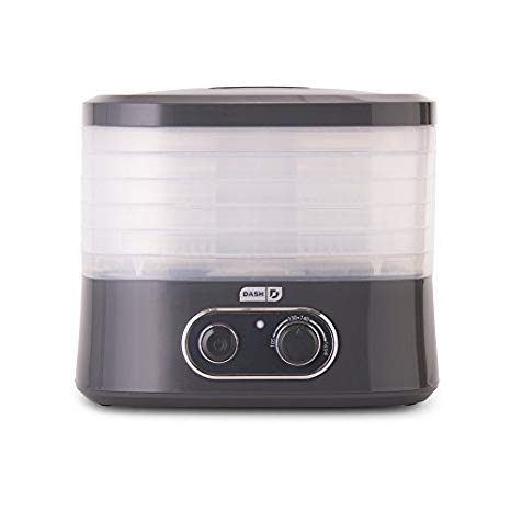 DASH DEHY100GY SmartStore Compact Electric Food Dehydrator Machine with 5 Stackable BPA Free Trays   Temperature Controls for Fruit, Vegetables, Herbs, Nuts, Jerky, and other Healthy Snacks - Gray