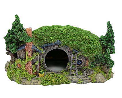 Coospider Hobbit Miniature Landscape Hillside Fairy Hole house Manor Decor Ideas for Aquariums Reptile Box Shelter Ornament 11" L x 8”W x 6.5" H