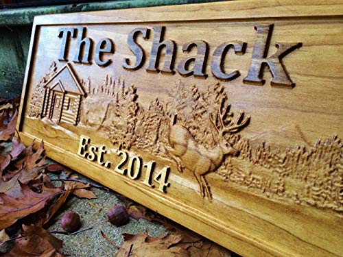 Personalized Cabin Sign Custom Wood Sign Rustic Cabin Decor Personalized Man Cave Sign Established Gift Camper Sign Lake House Sign Cottage Plaque Wooden Wall Décor Deer Home Decor