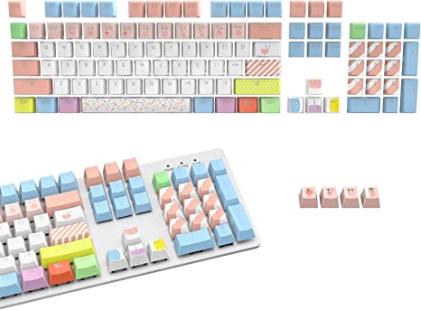 SABLUTE PBT Keycaps Set, 108 SA Profile Keycaps with Translucent Legends and Switch Puller, Heat-Sublimation Keyboard Keycaps for 60/65/70/75/80 Percent Mechanical Keyboard, Ice Cream Series