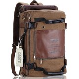 DAOTS Canvas Casual Backpack Vintage Rucksack Daypack for Men Travel Climbing Camping Hiking 1-Year Warranty-Brown