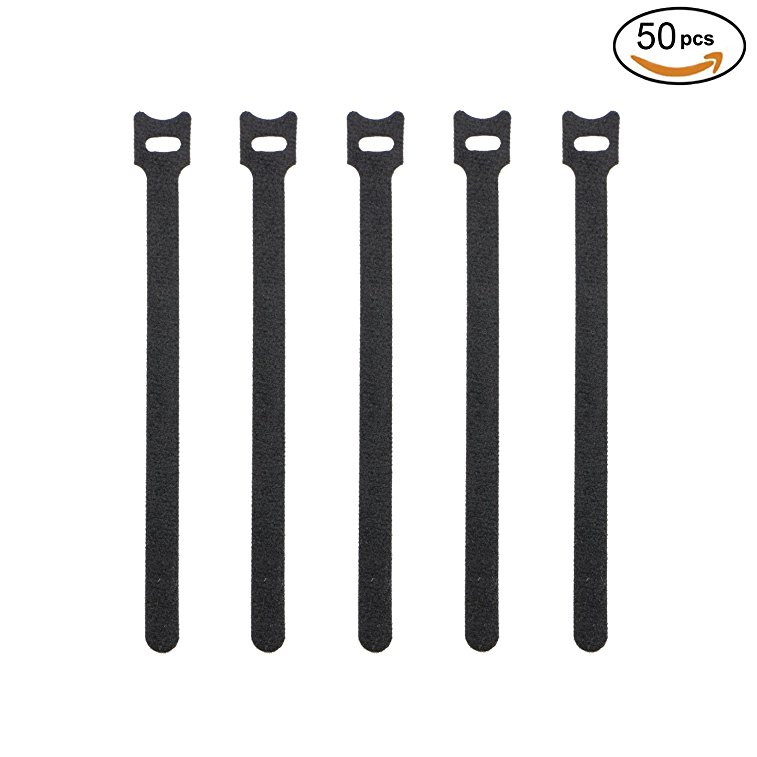 Pasow 50pcs Reusable Fastening Adjustable Cable Ties Strap Wire Management (8 Inch, Black)