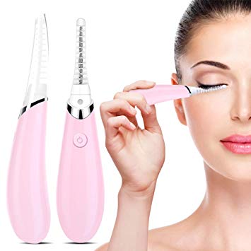 Acavado Heated Eyelash Curler Electric Eyelash Curler Electronic Eye Lashes Curling Comb Quick Heating Long Lasting USB Rechargeable Natural (Light Pink)