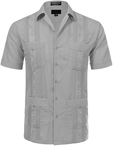 JD Apparel Men's Short Sleeve Cuban Guayabera Shirts