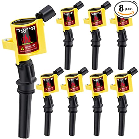 Big Autoparts DG508 Curved Boot Ignition Coil for Ford F150 F250 Lincoln Mercury 4.6L 5.4L V8 V10 DG457 FD503, Yellow