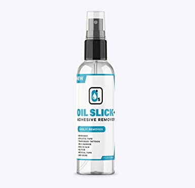 New Oil Slick Adhesive Remover for Skin | Bandage & Surface Adhesive Remover | Sting Free Formula | All Natural | Removes Bandages, Tape, Gum in Hair, Glitter, Wig Adhesives | Made in The USA | 4 Oz